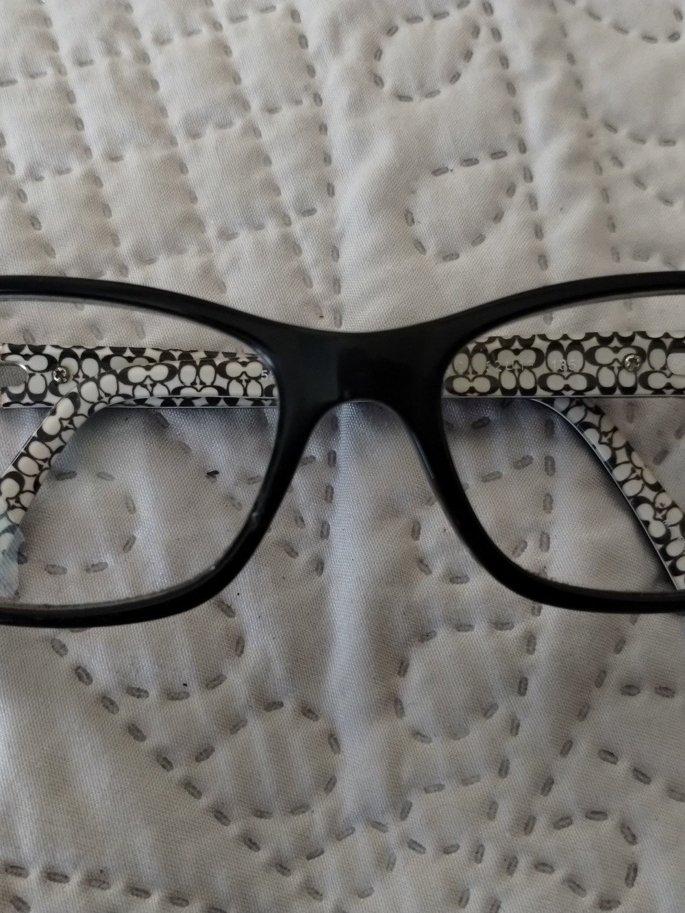 Coach Black Frame Glasses with Black & White Patterned Temples (Frame Only) - Picture 2 of 6